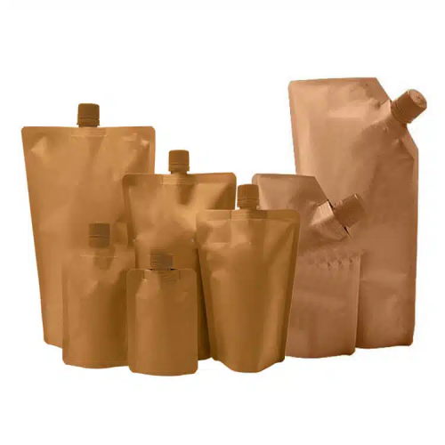 EMW Stand Up Zipper Kraft Bag with Spout for Liquid