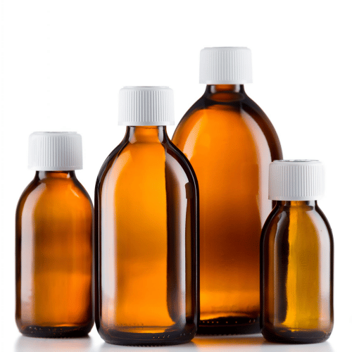 EMW Amber Glass Pharmaceutical Round Bottles